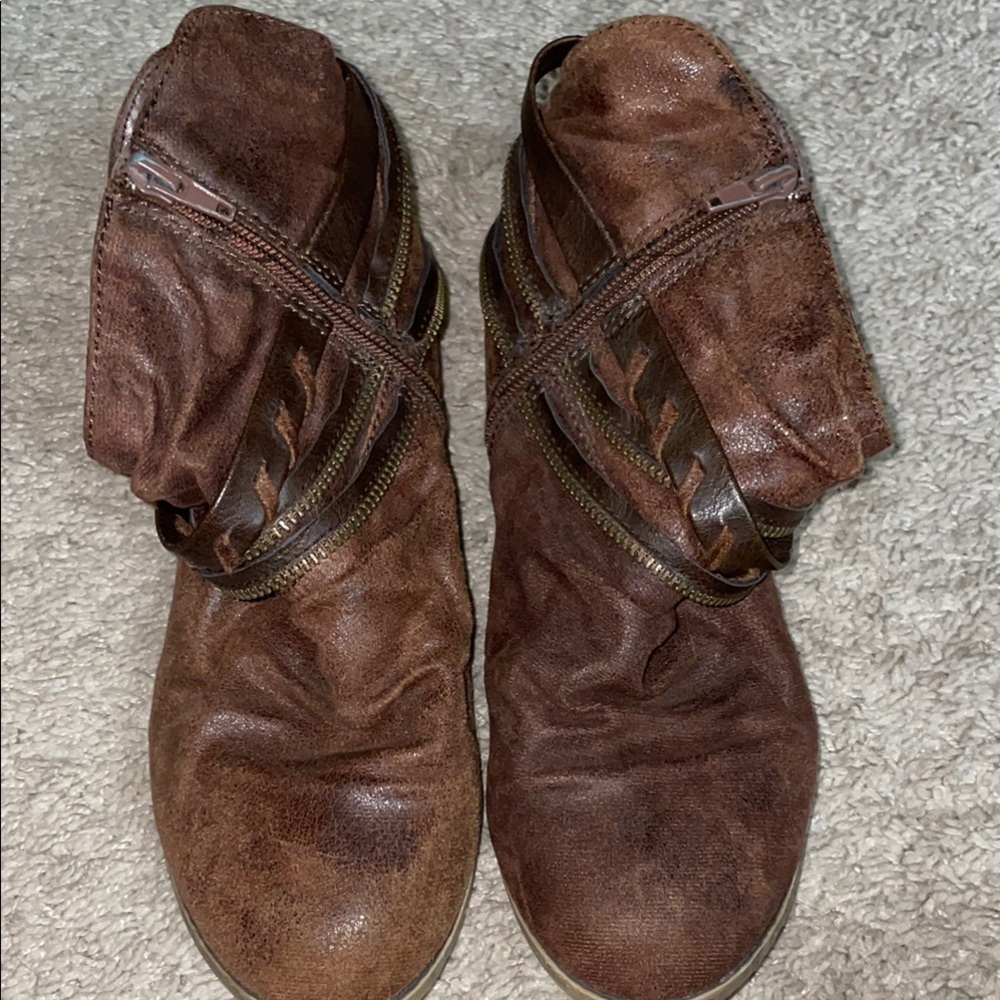 Veda Brown Distressed Leather Ankle Boots